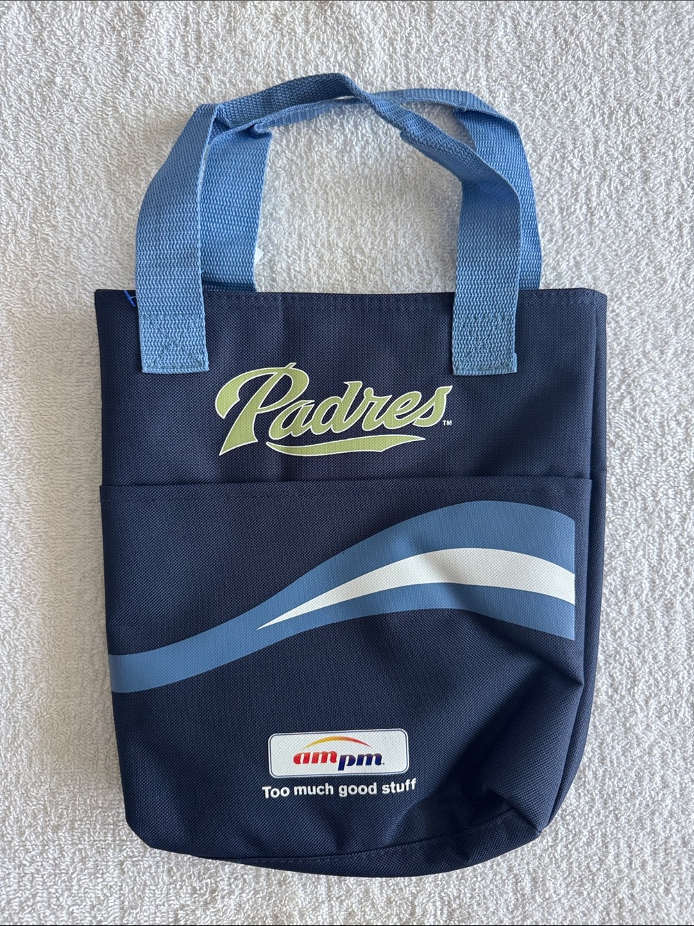 MLB San Diego Padres Navy Blue Insulated Lunch Tote Bag with Light Blue Straps